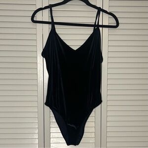 Forever 21 Black Crushed Velvet Bodysuit